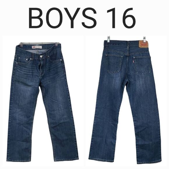 LEVI'S 505 Regular Fit Blue Jeans Distressed Stretch Denim Boys 16 Regular 28x28 - Picture 1 of 9